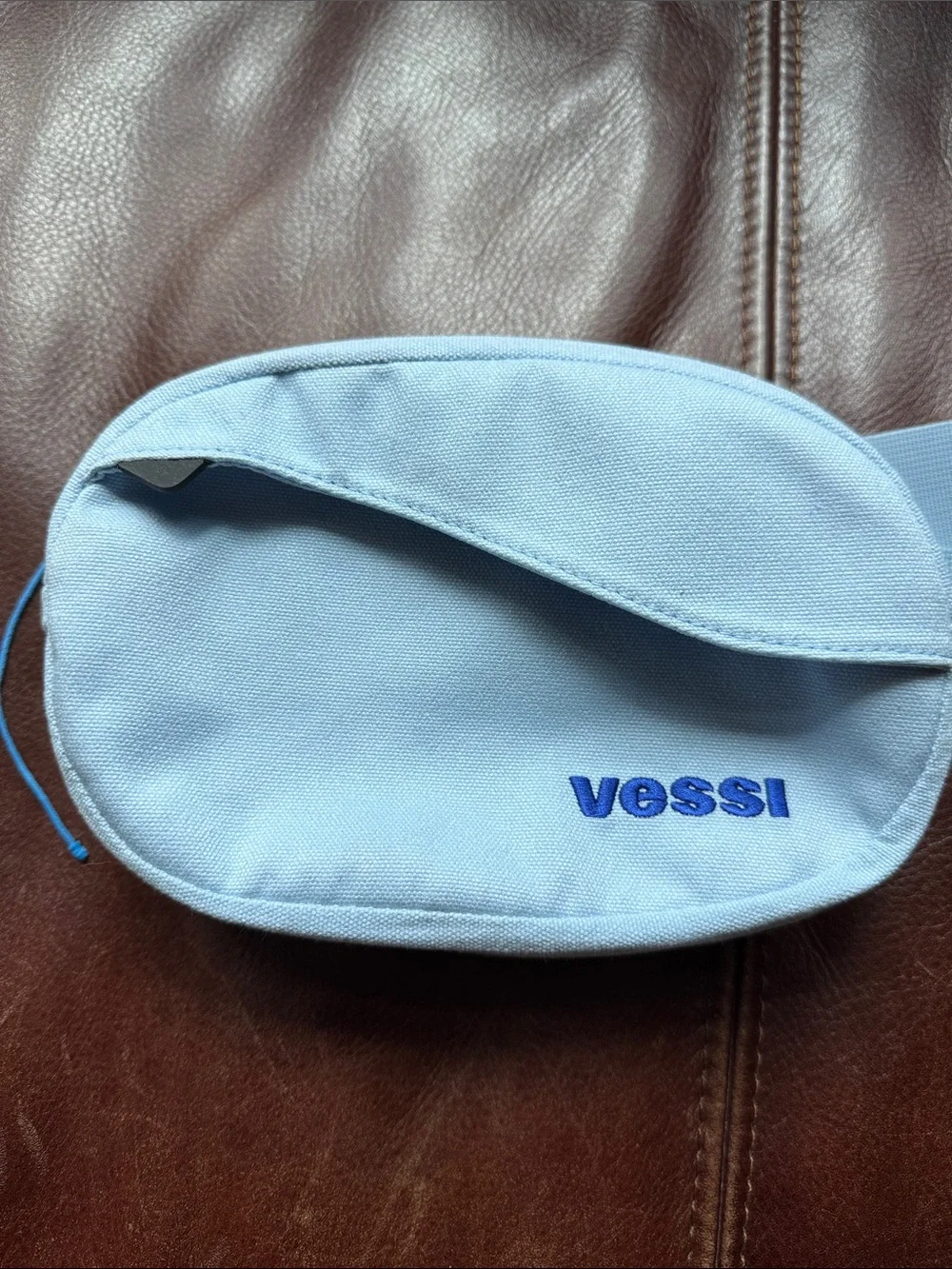 NWOT Vessi Powder Blue Canvas Belt Bag with Embroidered Logo